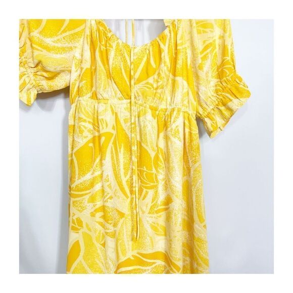 19Cooper Dress puff Sleeve Floral Yellow Womens Medium Coquette new - Picture 9 of 9